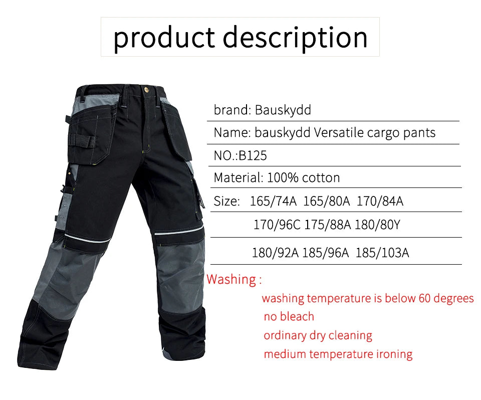 Men's Multi-Pocket Work Cargo Pants & Shorts | Polycotton Twill Mechanic Workwear — S to 3XL