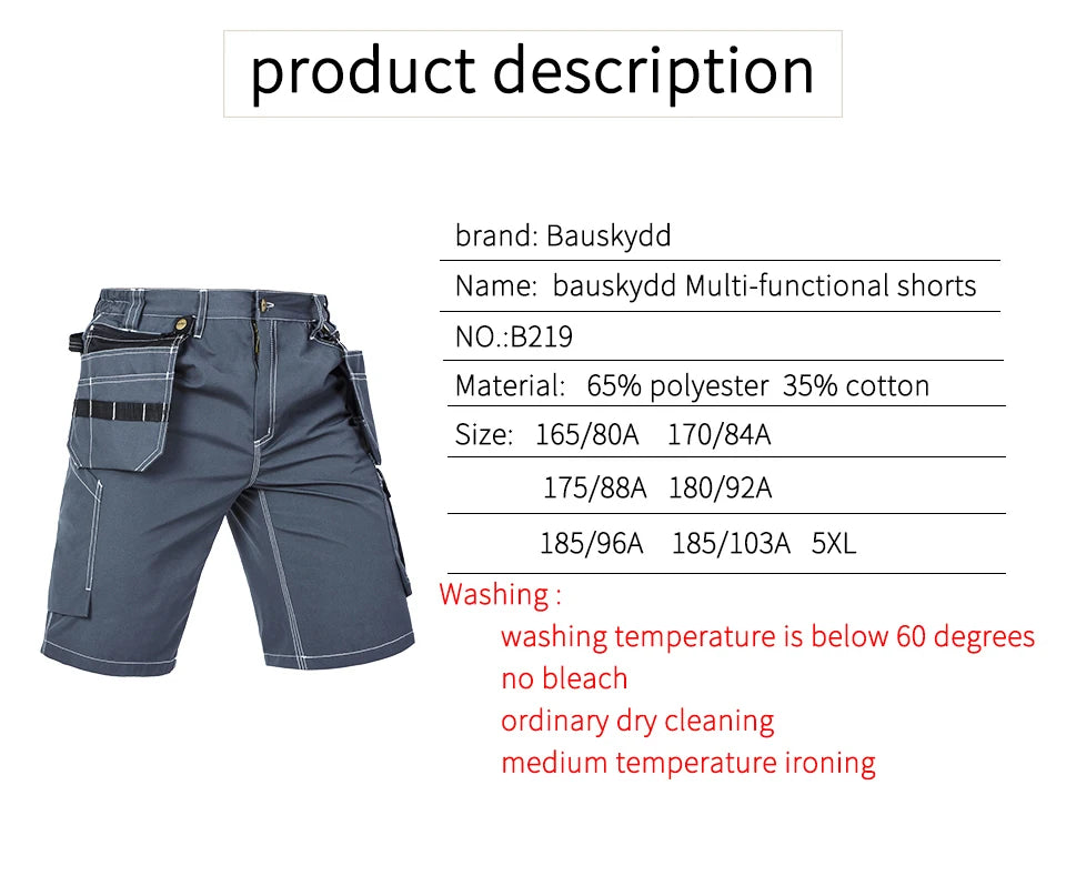 Men's Multi-Pocket Work Cargo Pants & Shorts | Polycotton Twill Mechanic Workwear — S to 3XL
