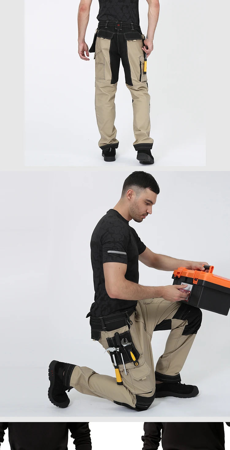 Pro Knee Pad Work Pants | Polycotton Twill Trousers with EVA Knee Pads & Reflective Tapes