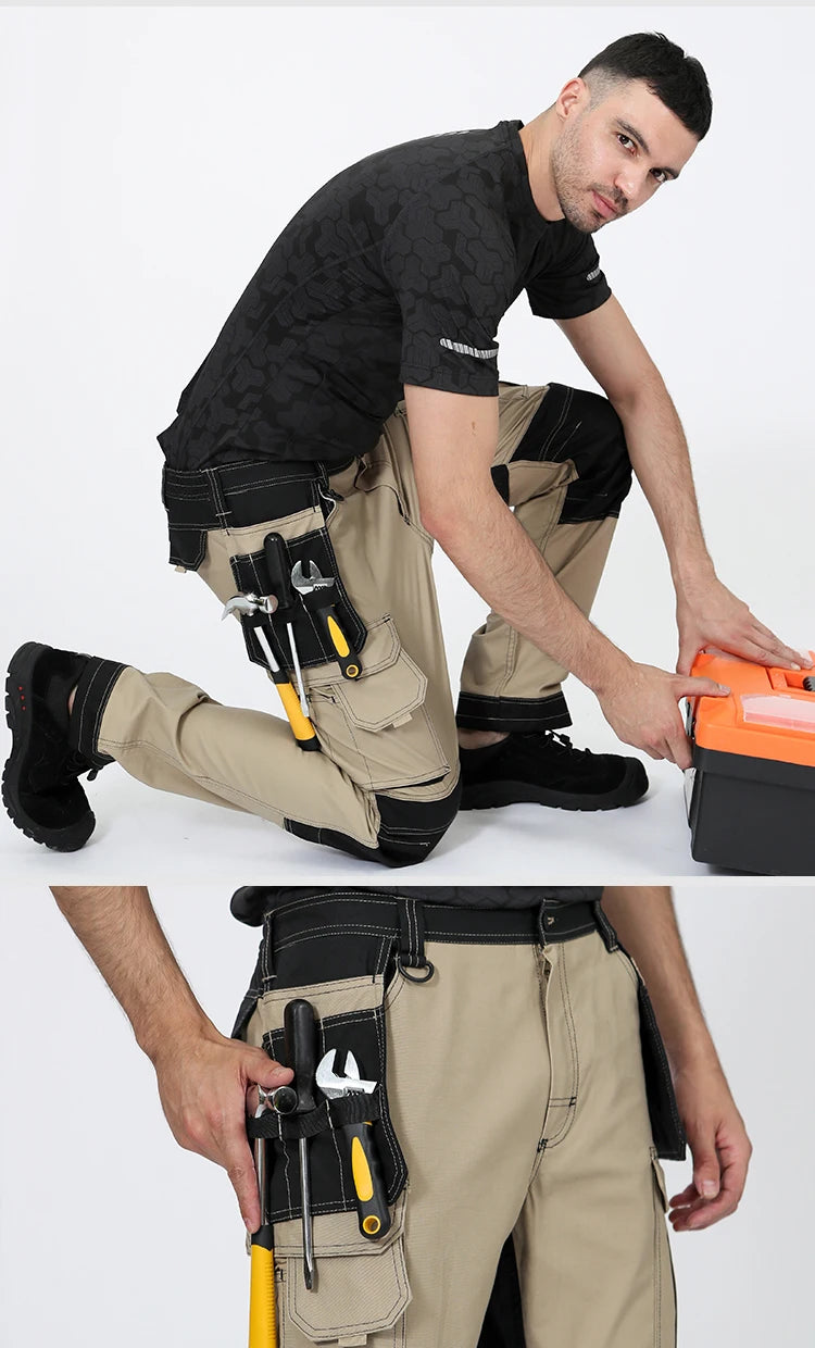 Pro Knee Pad Work Pants | Polycotton Twill Trousers with EVA Knee Pads & Reflective Tapes