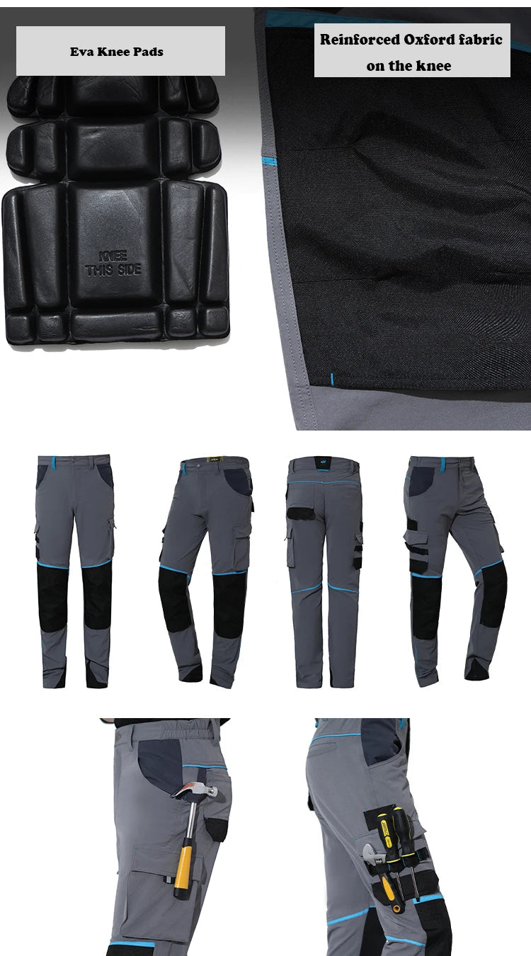 Pro Knee Pad Work Pants | Polycotton Twill Trousers with EVA Knee Pads & Reflective Tapes