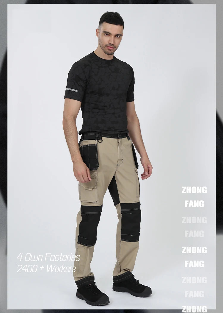 Pro Knee Pad Work Pants | Polycotton Twill Trousers with EVA Knee Pads & Reflective Tapes