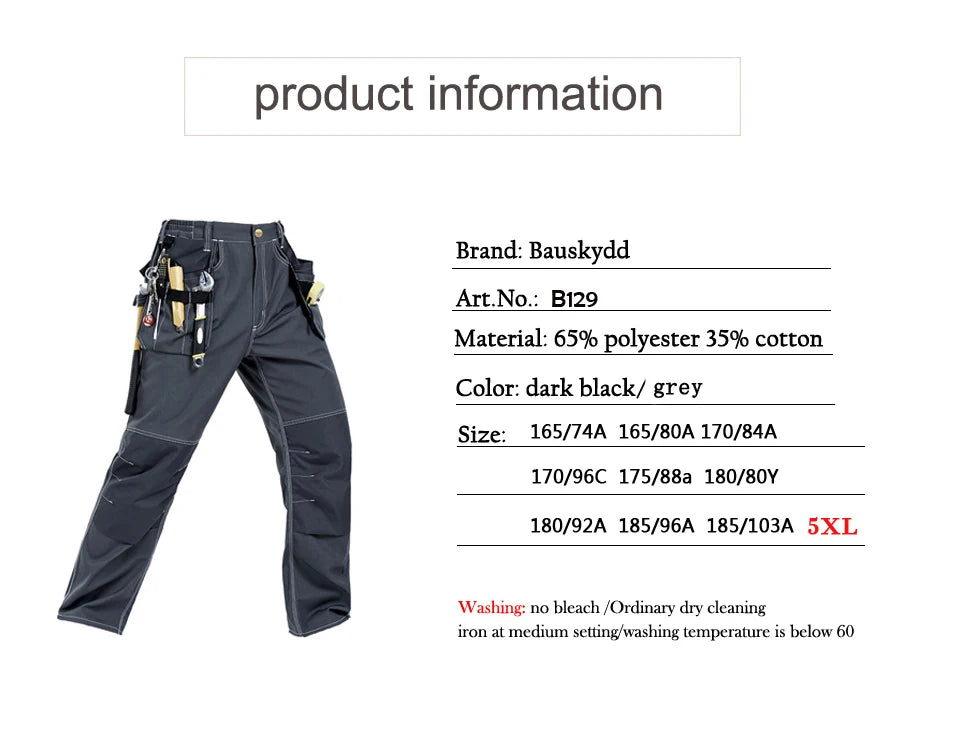 Men's Multi-Pocket Work Cargo Pants & Shorts | Polycotton Twill Mechanic Workwear — S to 3XL