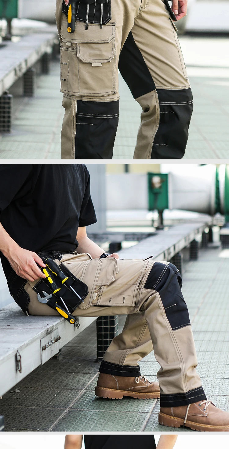 Pro Knee Pad Work Pants | Polycotton Twill Trousers with EVA Knee Pads & Reflective Tapes