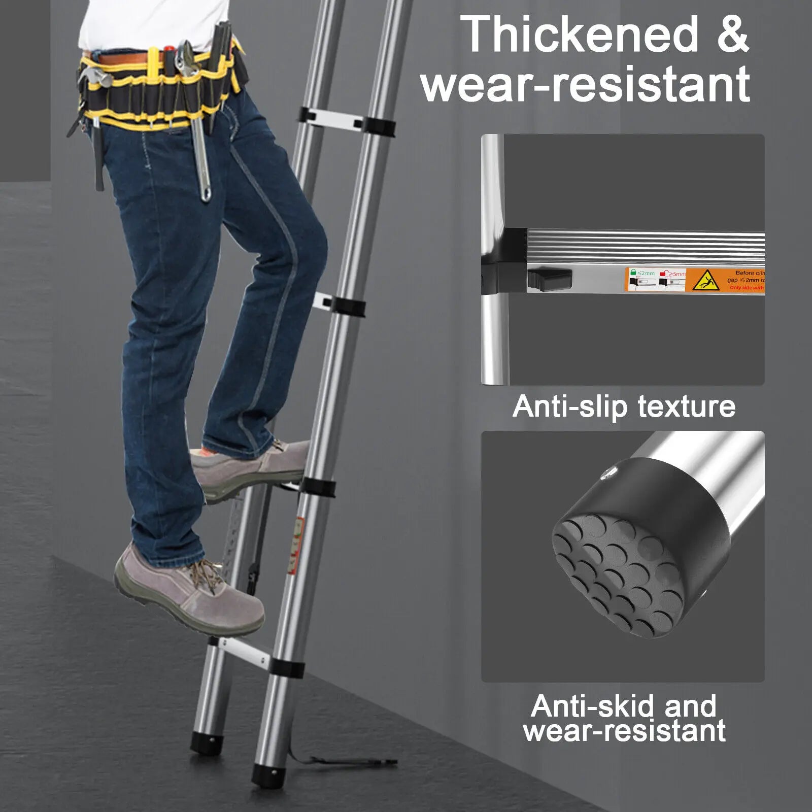 Pro Telescopic Extension Ladder | Stainless Steel Non-Slip Folding Ladder — 2.6M, 3.2M & 3.8M