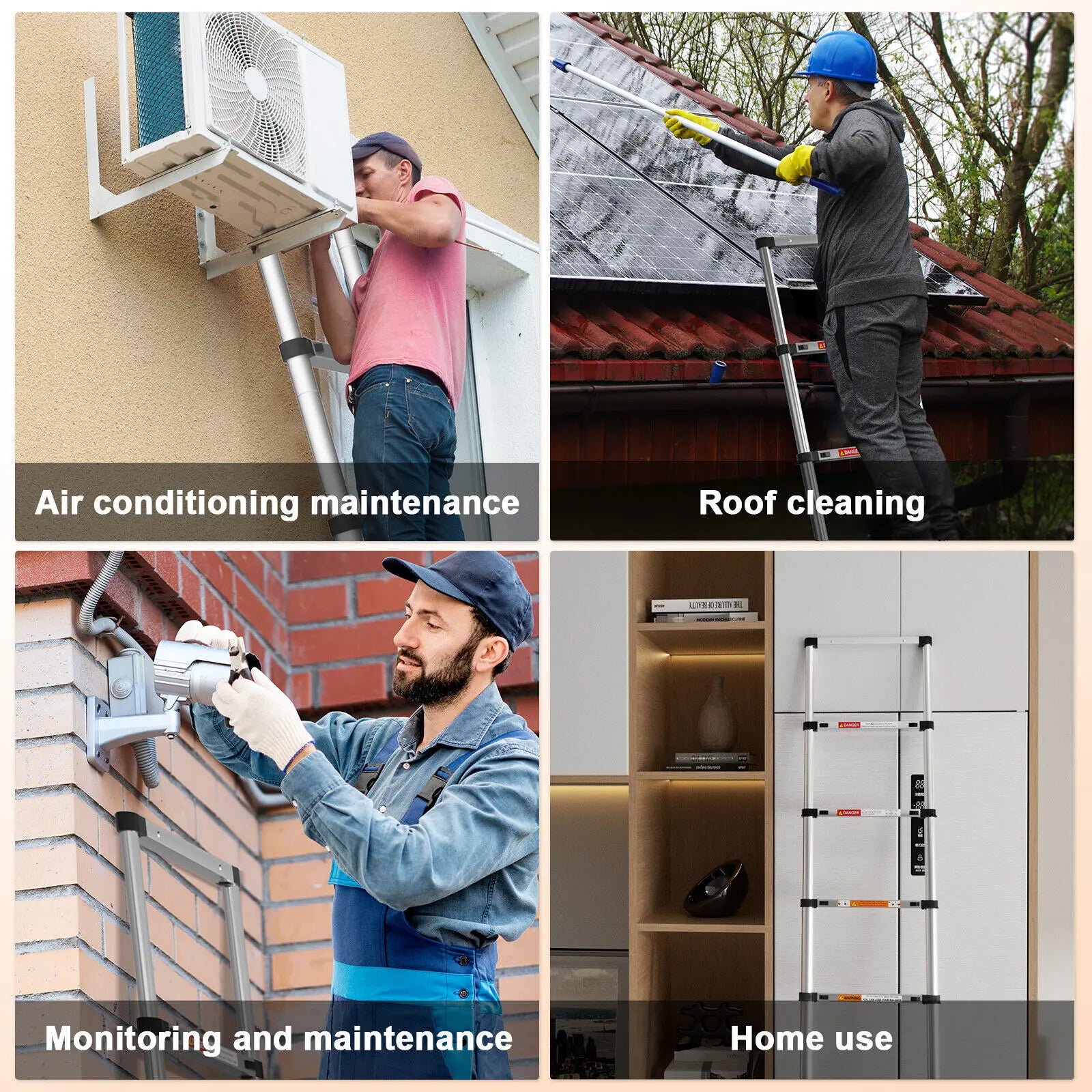 Pro Telescopic Extension Ladder | Stainless Steel Non-Slip Folding Ladder — 2.6M, 3.2M & 3.8M