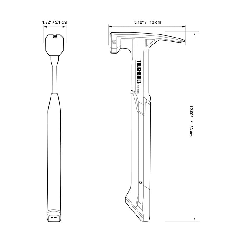 ToughBuilt Steel Rip Hammer | Titanium Steel Claw Hammer with Magnetic Nail Starter — 16 oz & 18 oz