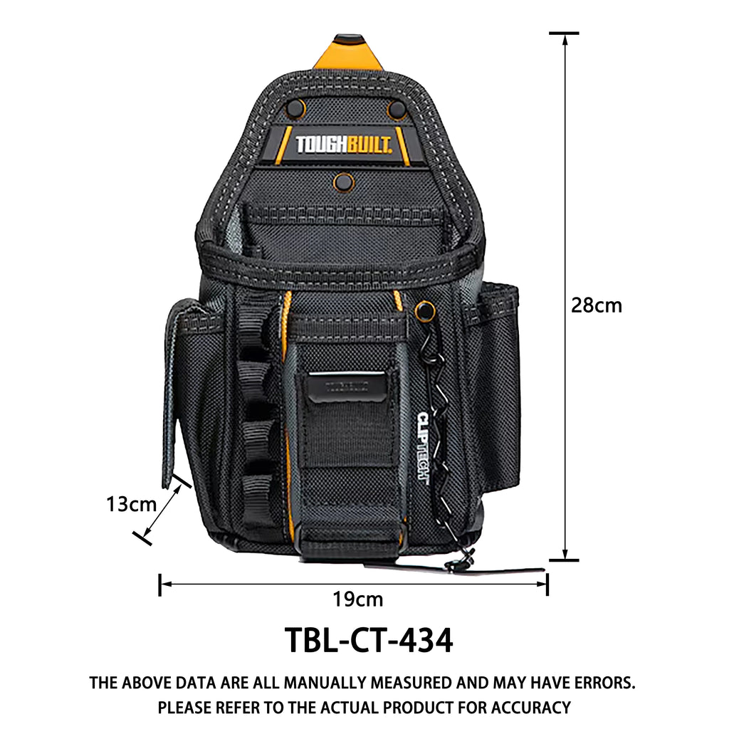 ToughBuilt Electrician Tool Pouch | 13-Pocket ClipTech Waist Bag with Kickstand | TBL-CT-434