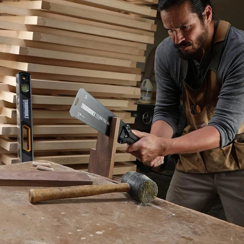 ToughBuilt Folding Pull Saw | Double-Edge Blade with In-Handle Storage | TB-H4-21-2X