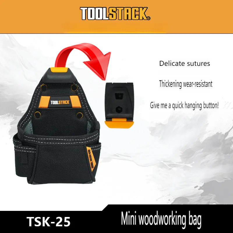 TOOLSTACK compact utility tool pouch with quick-clip belt hook