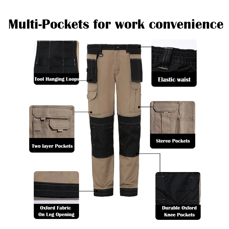 Pro Knee Pad Work Pants | Polycotton Twill Trousers with EVA Knee Pads & Reflective Tapes