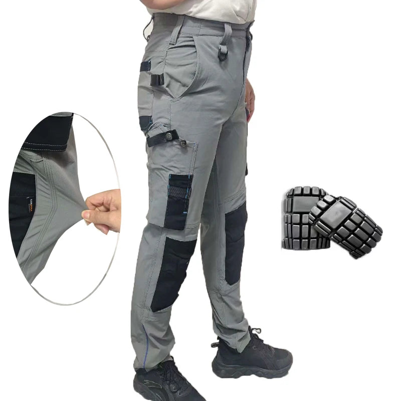 Men's Multi-Pocket Mechanic Work Pants | Wear-Resistant Cargo Trousers with Optional Kneepads — S to 3XL