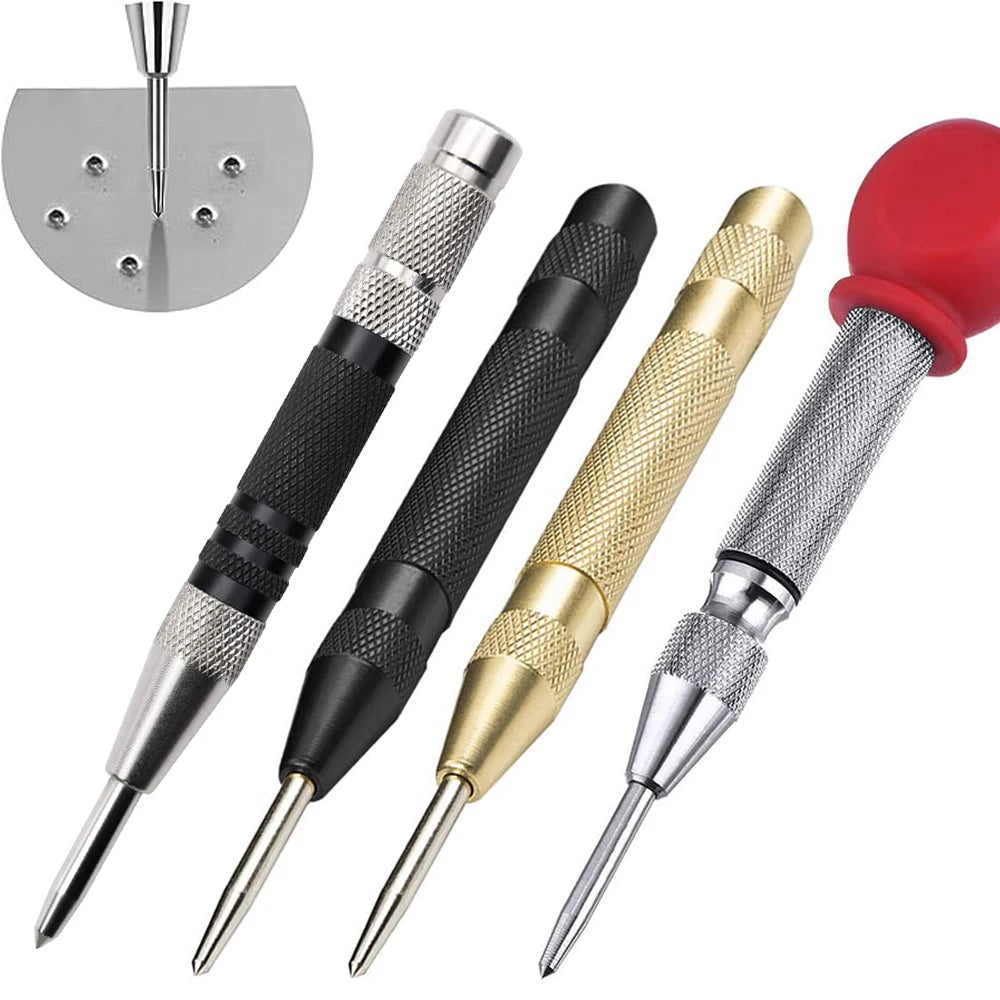 Pro Automatic Center Punch | Spring-Loaded Metal & Wood Marking Tool — 6 Colors