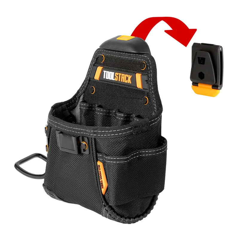 TOOLSTACK compact utility tool pouch with quick-clip belt hook