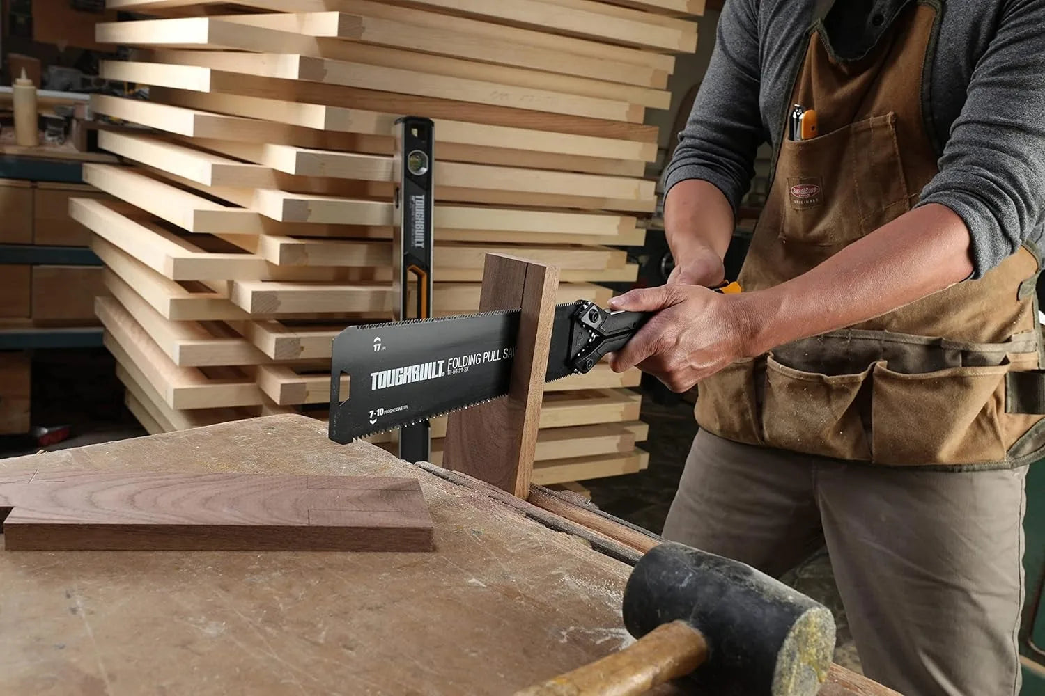 ToughBuilt Folding Pull Saw | Double-Edge Blade with In-Handle Storage | TB-H4-21-2X