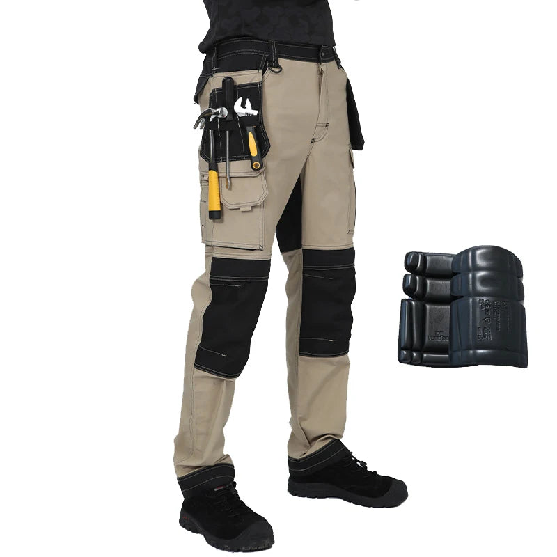 Pro Knee Pad Work Pants | Polycotton Twill Trousers with EVA Knee Pads & Reflective Tapes