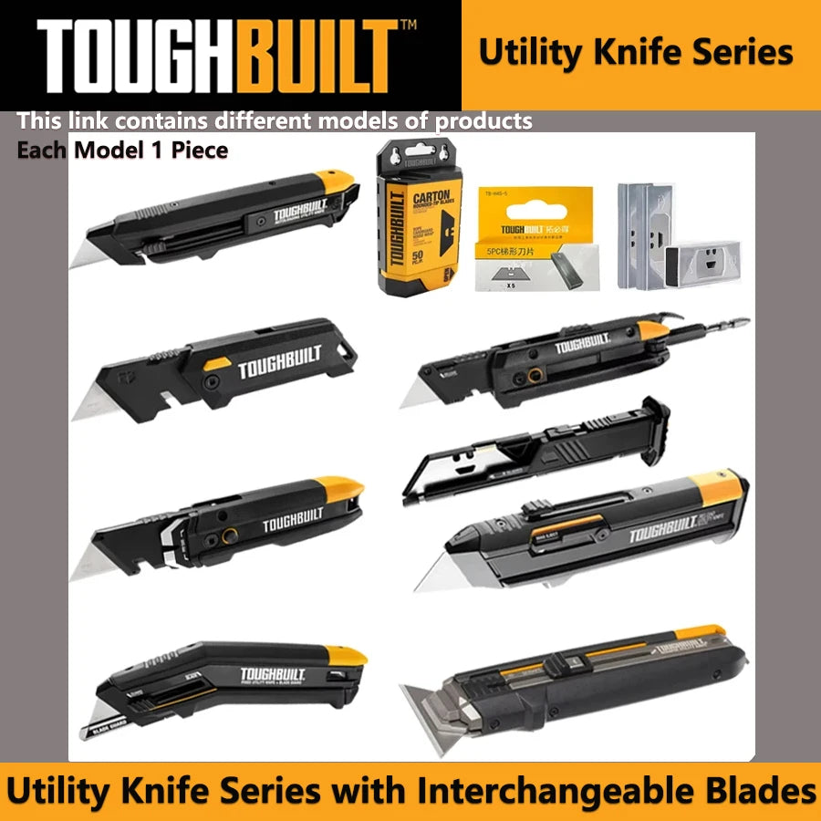 ToughBuilt Utility Knives & Replacement Blades | Auto-Load, Folding, Electrician & Scraper Models