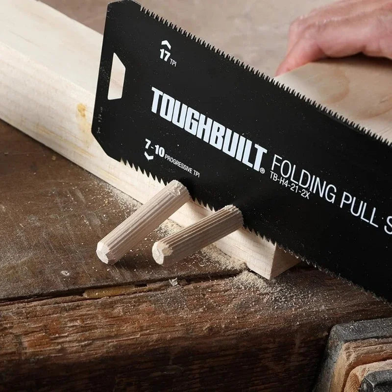 ToughBuilt Folding Pull Saw | Double-Edge Blade with In-Handle Storage | TB-H4-21-2X