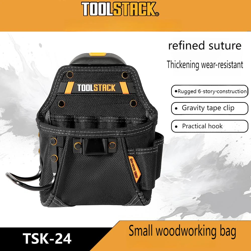TOOLSTACK compact utility tool pouch with quick-clip belt hook