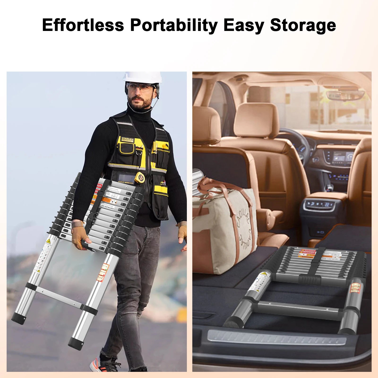 Pro Telescopic Extension Ladder | Stainless Steel Non-Slip Folding Ladder — 2.6M, 3.2M & 3.8M