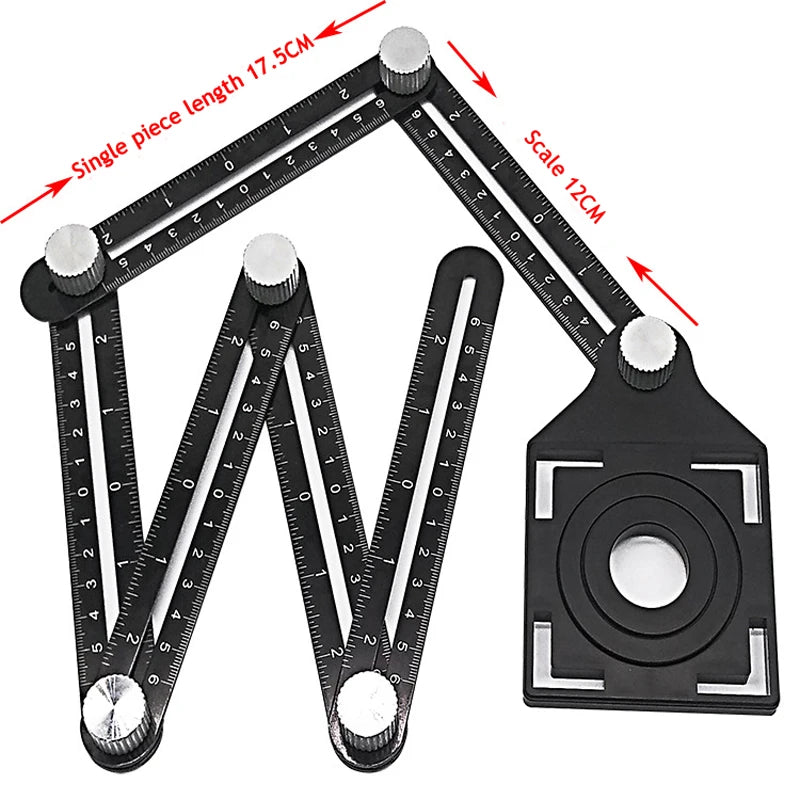 Aluminum Multi-Angle Folding Ruler | Precision Measuring Tool for Woodworking & Tile