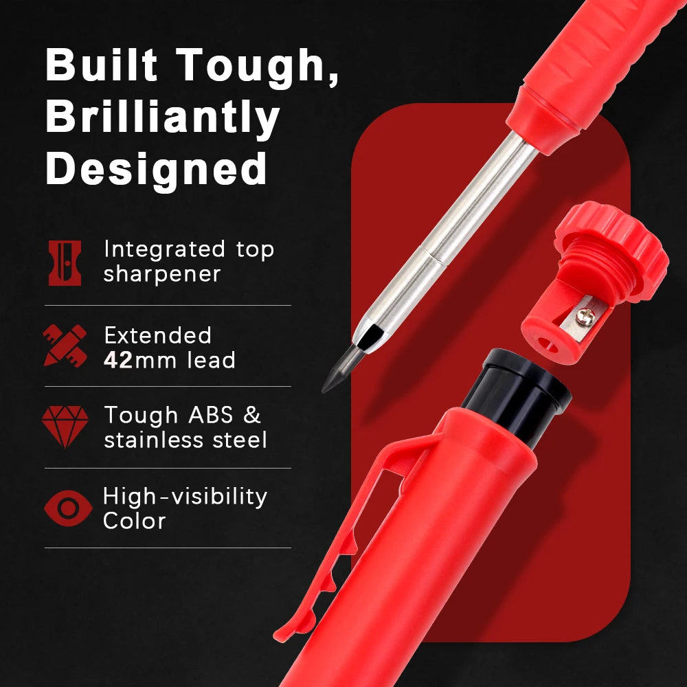 JOMPENS Carpenter Mechanical Pencil Set | 0.7mm Marking Pencil with 2 Boxes Lead Refills