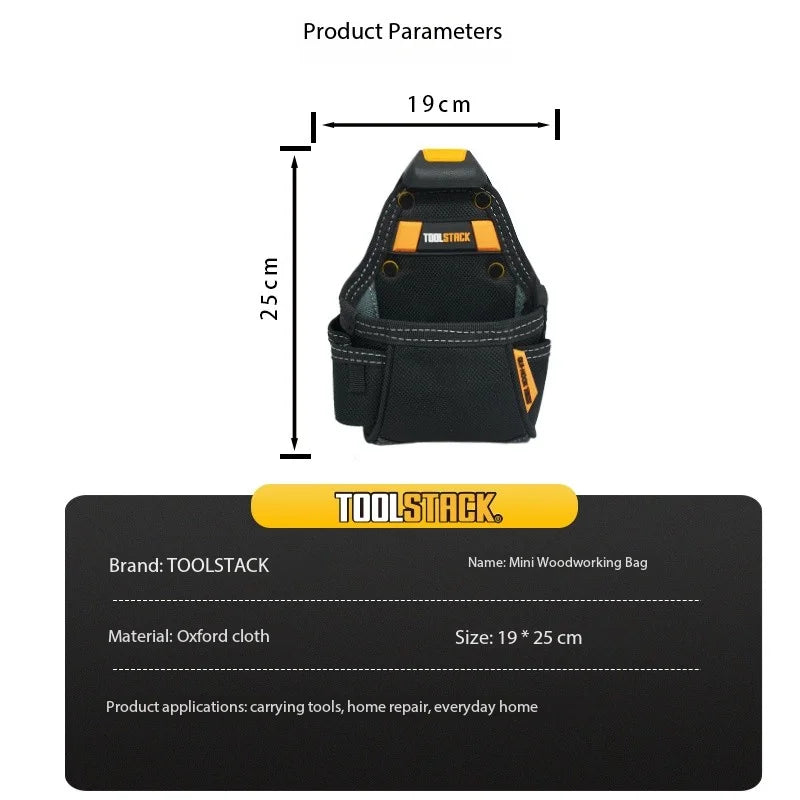 TOOLSTACK Carpenter Tool Pouch | Belt-Clip Hammer & Screwdriver Bag