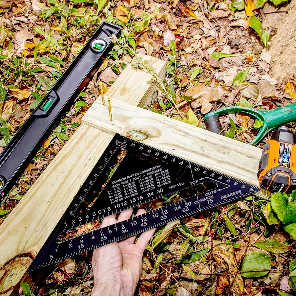 Aluminum Rafter Square | Triangle Ruler & Protractor for Woodworking & Framing