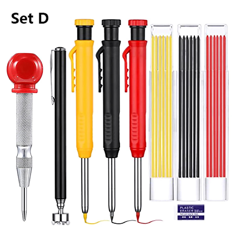 Pro Carpenter Pencil Set | Deep Hole Mechanical Marking Pencils for Woodworking & Construction