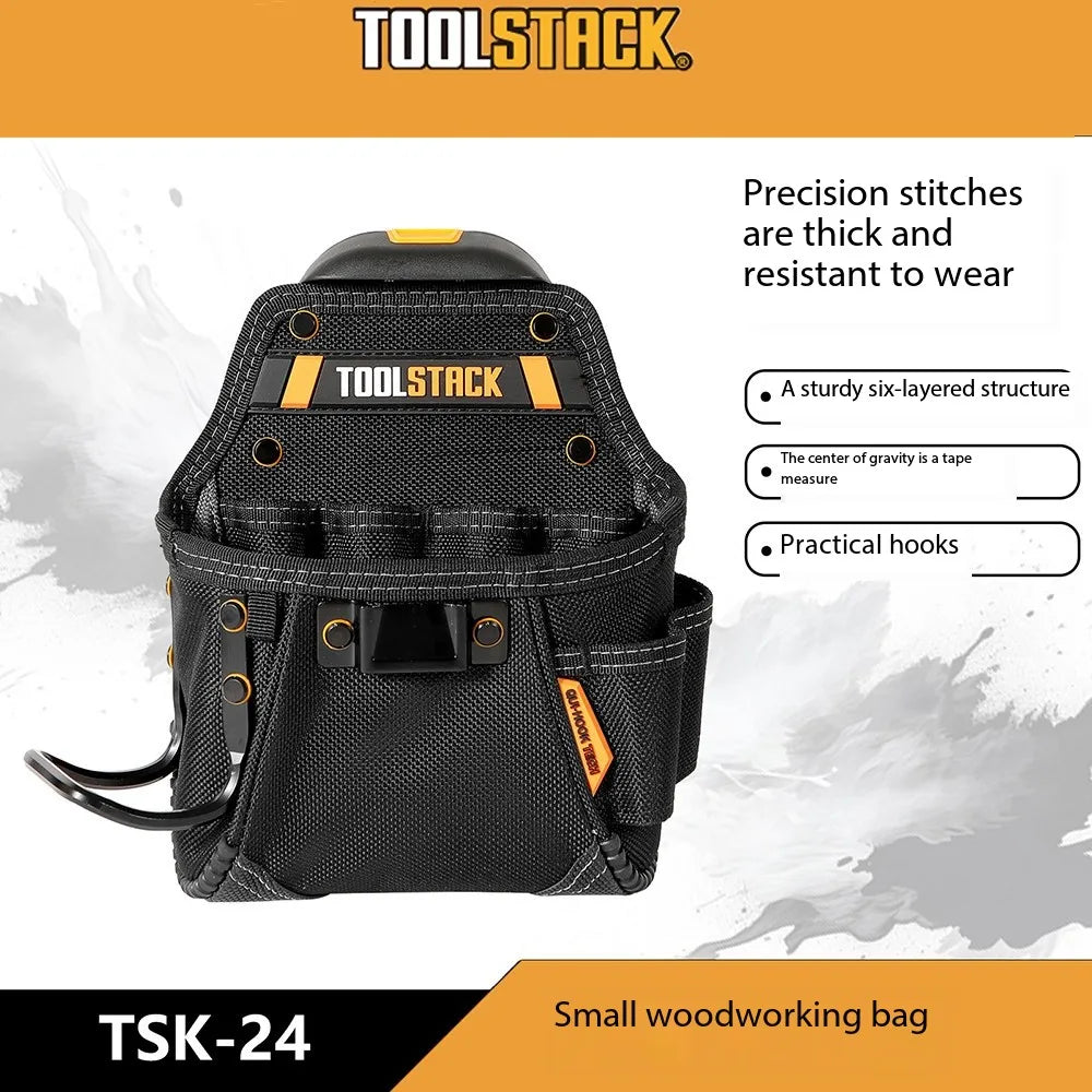TOOLSTACK Carpenter Tool Pouch | Belt-Clip Hammer & Screwdriver Bag