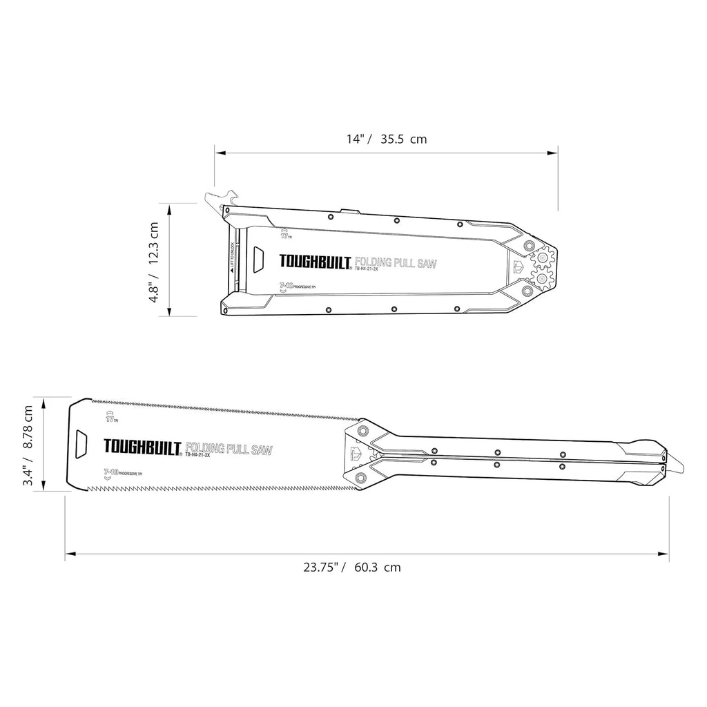 ToughBuilt Folding Pull Saw | Double-Edge Blade with In-Handle Storage | TB-H4-21-2X