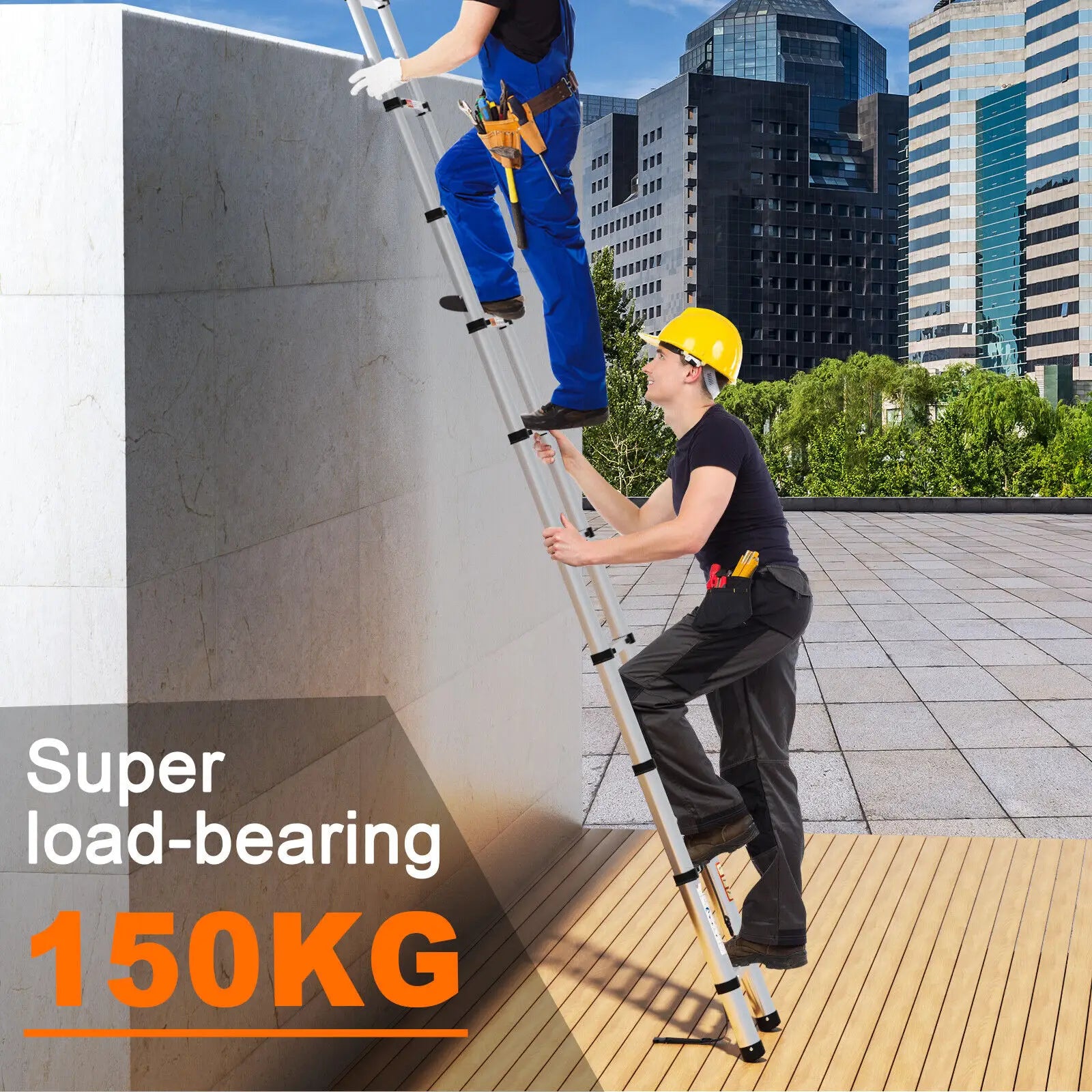 Pro Telescopic Extension Ladder | Stainless Steel Non-Slip Folding Ladder — 2.6M, 3.2M & 3.8M