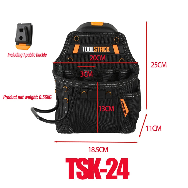 TOOLSTACK compact utility tool pouch with quick-clip belt hook