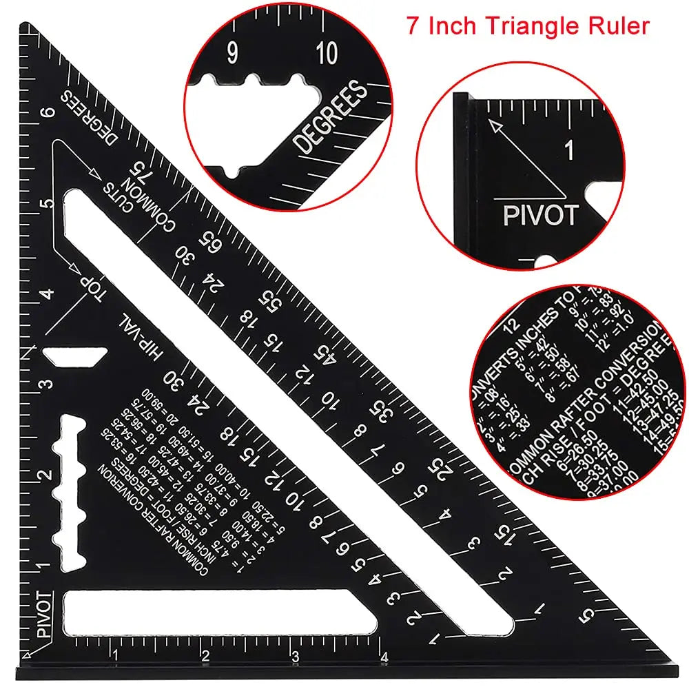 Aluminum Rafter Square | Triangle Ruler & Protractor for Woodworking & Framing