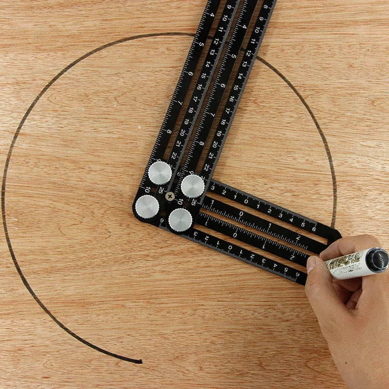 Aluminum Multi-Angle Folding Ruler | Precision Measuring Tool for Woodworking & Tile