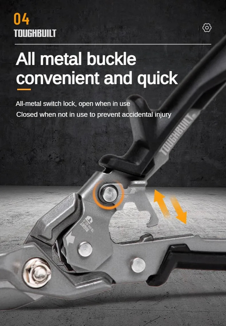 ToughBuilt Aviation Snips | Carbon Steel Cut Shears — Left, Right, Straight & Offset Long