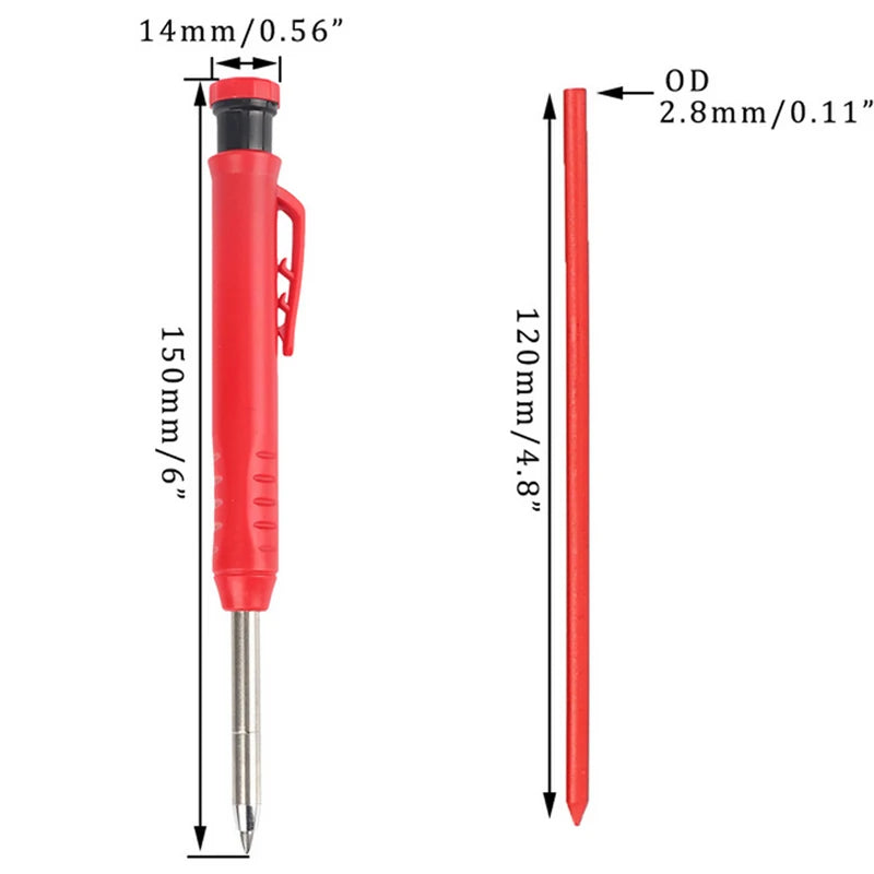 Pro Carpenter Pencil Set | Mechanical Marking Pencil with Built-In Sharpener & Refill Leads