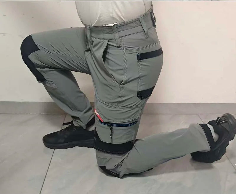 Men's Multi-Pocket Mechanic Work Pants | Wear-Resistant Cargo Trousers with Optional Kneepads — S to 3XL