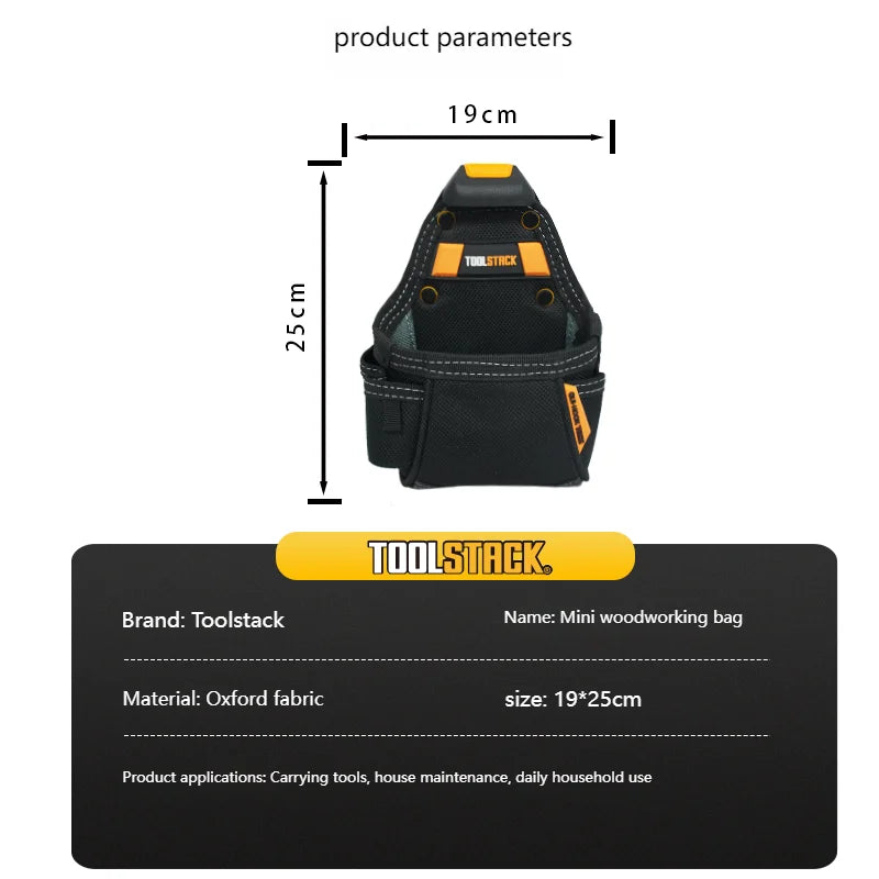 TOOLSTACK compact utility tool pouch with quick-clip belt hook