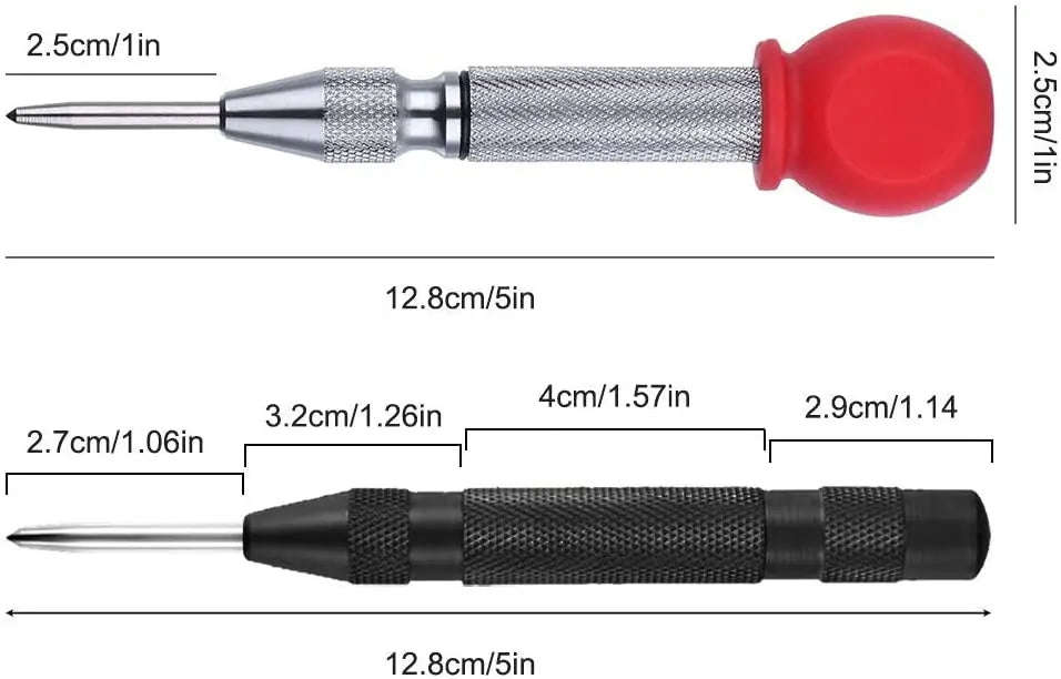 Pro Automatic Center Punch | Spring-Loaded Metal & Wood Marking Tool — 6 Colors