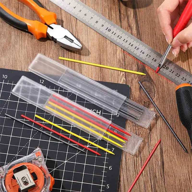 Pro Carpenter Pencil Set | Mechanical Marking Pencil with Built-In Sharpener & Refill Leads