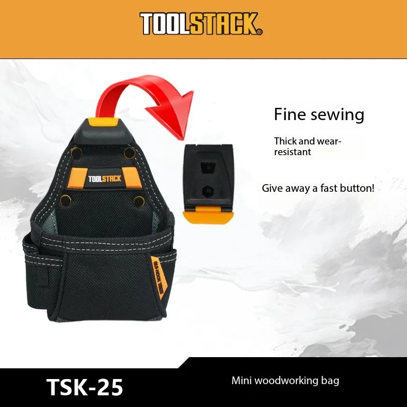 TOOLSTACK Carpenter Tool Pouch | Belt-Clip Hammer & Screwdriver Bag