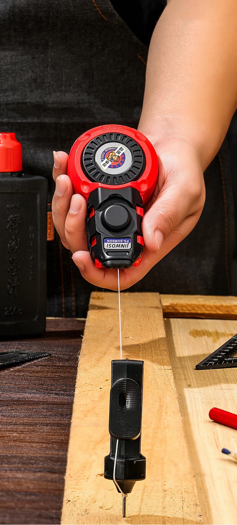 Pro Carpenter Ink Marker & Chalk Line | Manual Woodworking Layout Tool — Type A & Type B