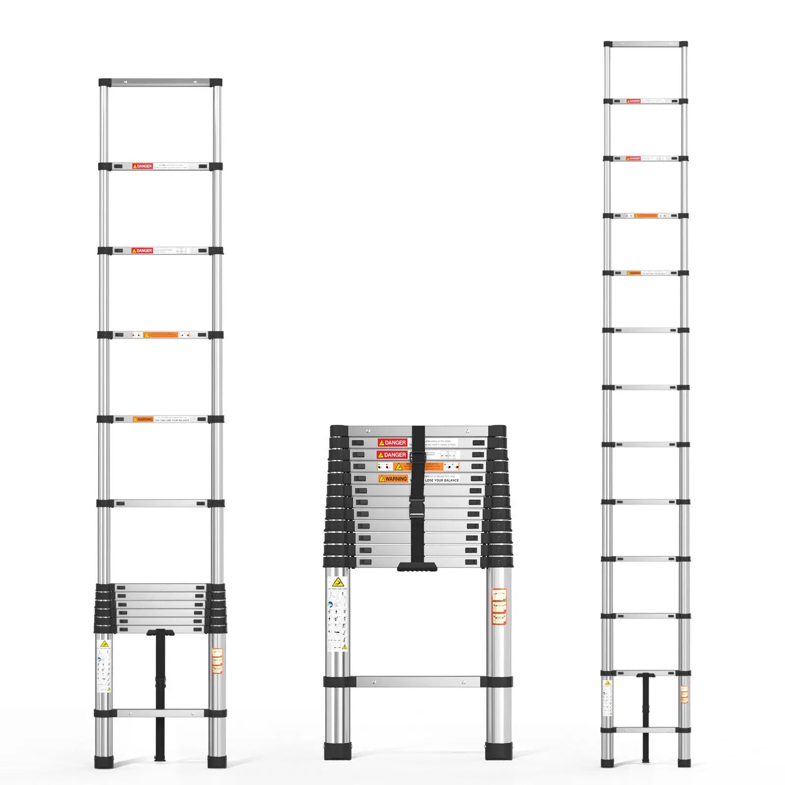 Pro Telescopic Extension Ladder | Stainless Steel Non-Slip Folding Ladder — 2.6M, 3.2M & 3.8M