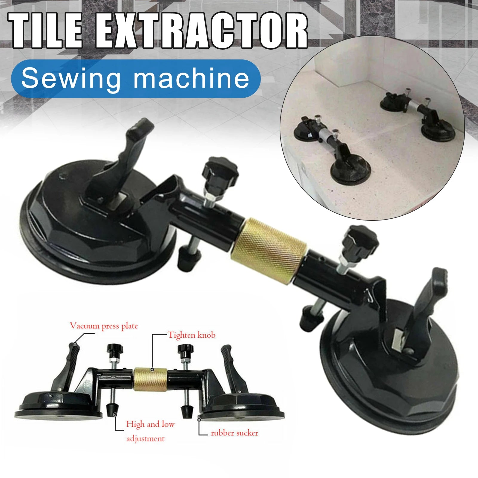 Pro Dual-Handle Ratchet Suction Cup Seam Setter | Aluminum Alloy Stone & Tile Alignment Tool