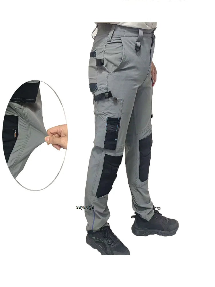Men's Multi-Pocket Mechanic Work Pants | Wear-Resistant Cargo Trousers with Optional Kneepads — S to 3XL