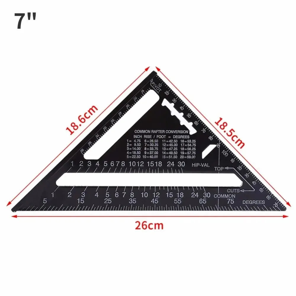 Aluminum Rafter Square | Triangle Ruler & Protractor for Woodworking & Framing