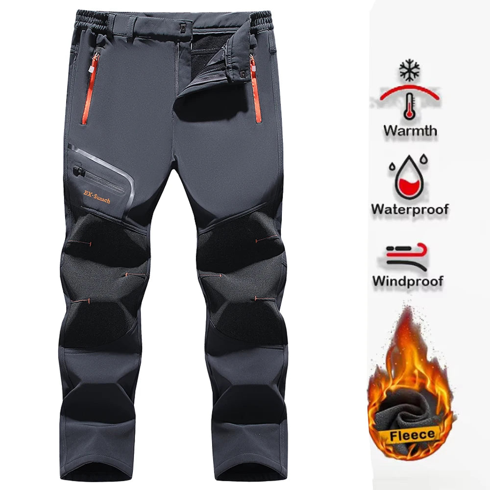 Pro Fleece-Lined Waterproof Work Pants | Thickened Winter Cargo Trousers for Outdoor Work