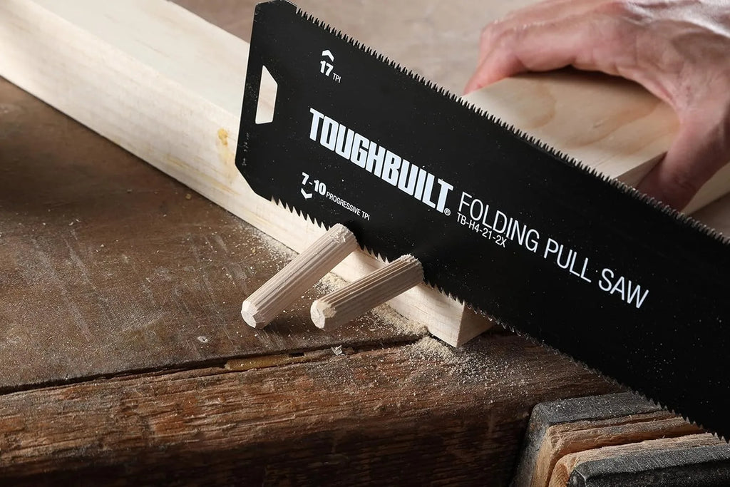ToughBuilt Folding Pull Saw | Double-Edge Blade with In-Handle Storage | TB-H4-21-2X