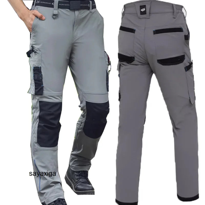 Men's Multi-Pocket Mechanic Work Pants | Wear-Resistant Cargo Trousers with Optional Kneepads — S to 3XL